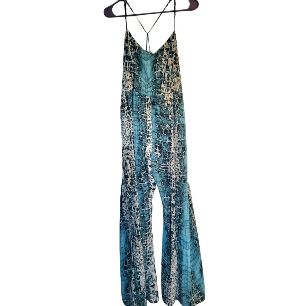 Turquoise Snake Skin Print Jumpsuit
